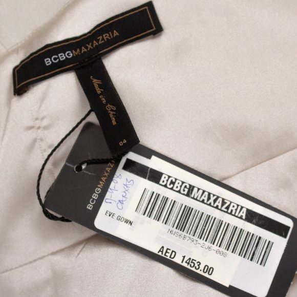 BCBGMaxAzria 4 Satin Bandage Formal Gown Champagne - Picture 7 of 9